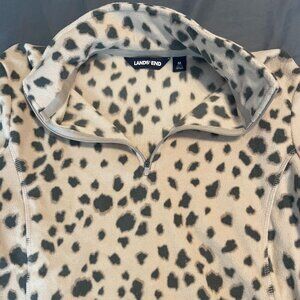 Lands End Leopard Print Zip Sweater